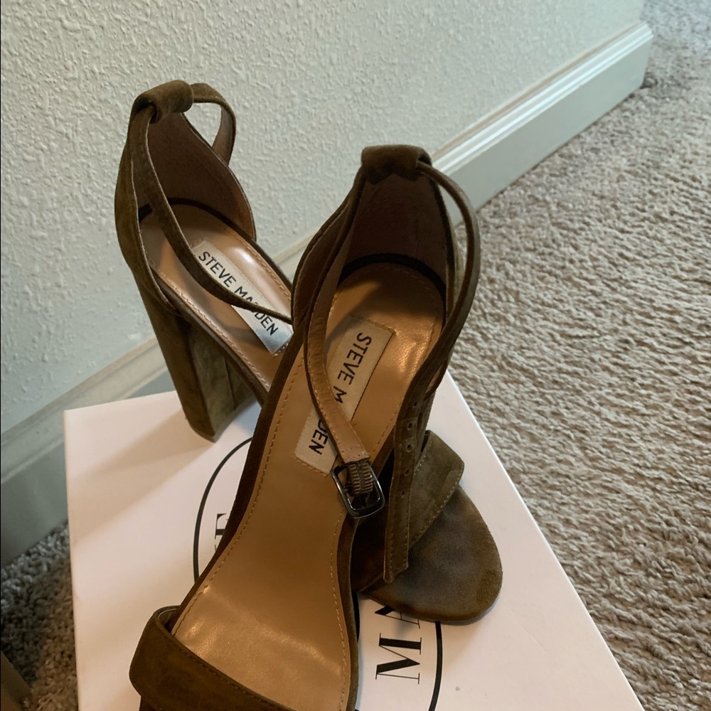 Lightly worn olive green heels